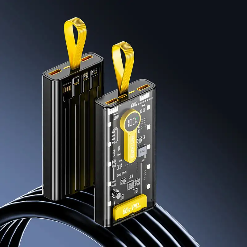 20000mAh 66W Fast Charging Transparent Mobile Power Supply Digital LED Display Power Bank-0930
