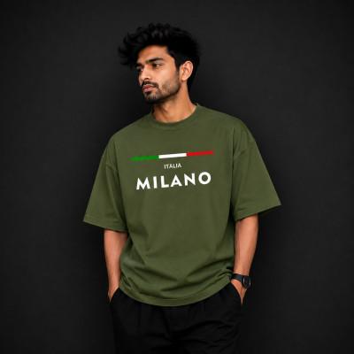 Premium Quality Drop Shoulder T-Shirt | Olive Colour Italy MILANO